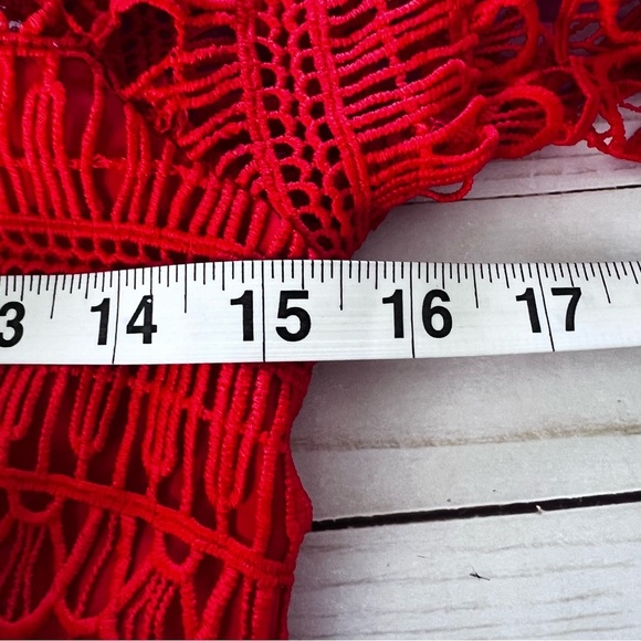 EUC Saylor for Free People Mariah Lace Off Shoulder Dress Red size Small - Picture 13 of 16